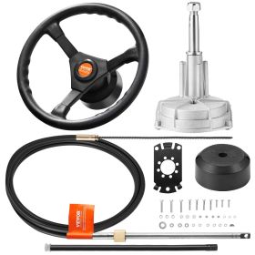 VEVOR Outboard Steering System SS13715 Safe-T Quick Connect Rotary Steering System 15' Steering Cable With 13" Wheel Durable Marine Steering Syst