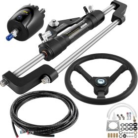 VEVOR Hydraulic Outboard Steering Kit 300HP, Hydraulic Steering Kit Helm Pump (Hose Length: 22 ft)